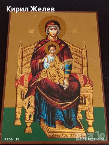 Икона БОГОРОДИЦА на ТРОНА с младенеца Исус 51318, снимка 3 - Икони - 51734180