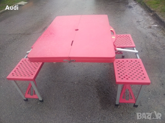 Сгъваема маса със столове за  къмпинг, идеаллна за дворове, градини, пикници и др.  Сгъва се във фор, снимка 12 - Къмпинг мебели - 46465888