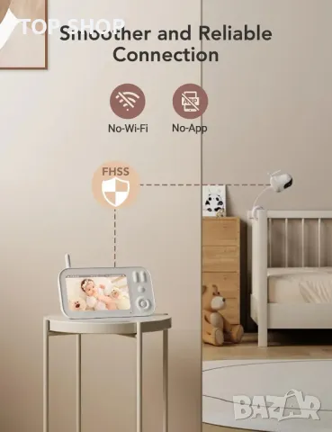 nooie Бебефон с камера, 5" екран с 10 часа батерия, 720P нощно виждане, снимка 6 - Бебефони - 49487921