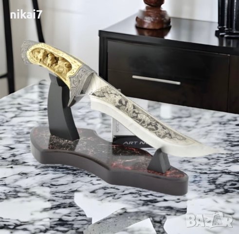 ловен нож колекционерски нож сувенир подарьк на трофейна поставка, снимка 2 - Ножове - 42081709