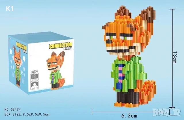Конструктор фигурка Ник Уайлд 371 части, Nick Wilde Zootropolis Zootopia Зоотрополис Зоотопия, снимка 2 - Конструктори - 55748372
