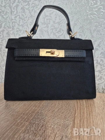 Малка официална дамска чанта от изкуствен велур