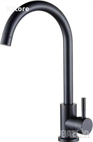 Кухненски въртящ се черен смесител