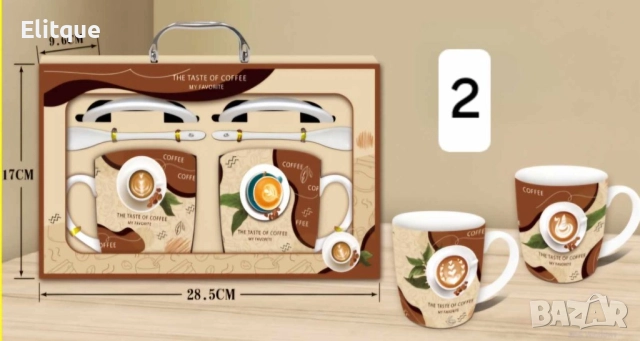 Комплект от 2 броя чашки с 2 броя лъжички, 400ML, снимка 4 - Чаши - 52898305