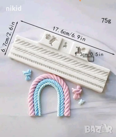 Въжета въже възел възли силиконов молд форма декорация торта шоколад гипс