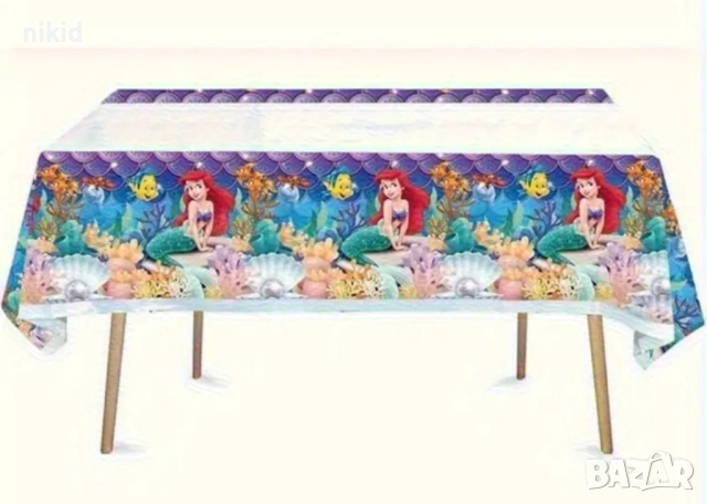 Малката Русалка Ариел найлонова покривка за парти рожден ден, снимка 4 - Покривки за маси - 19016769