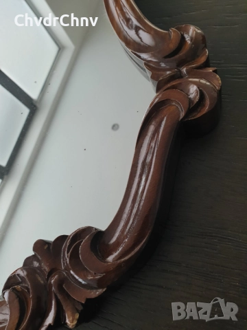 84x62 см/голямо бароково огледало в кафява дървена рамка/ръчна дърворезба, снимка 6 - Декорация за дома - 52724676