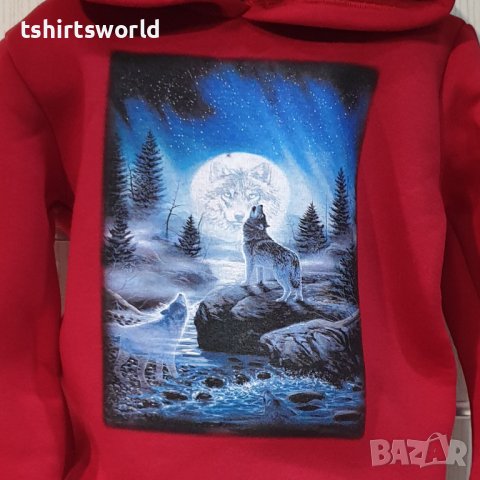 Нов детски суичър с дигитален печат Вълк, Пълнолуние, Серия вълци, снимка 2 - Детски анцузи и суичери - 38866779