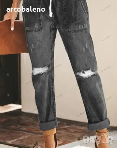 Дамски модни дънки с шнур с еластична талия, 3цвята , снимка 8 - Дънки - 40230157