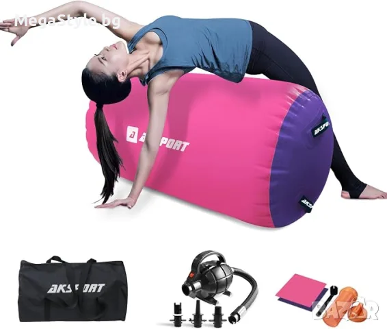 Надуваеми ролки AKSPORT Air Roller за гимнастика и упражнения за гръбначно навеждане за домашна упот