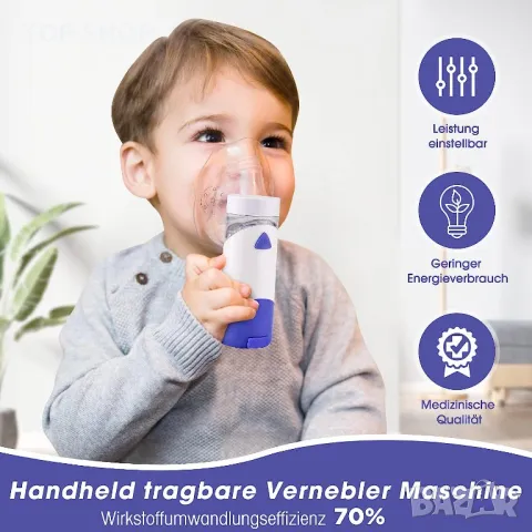 Инхалатор Небулизатор с мундщук и маска за деца и възрастни,