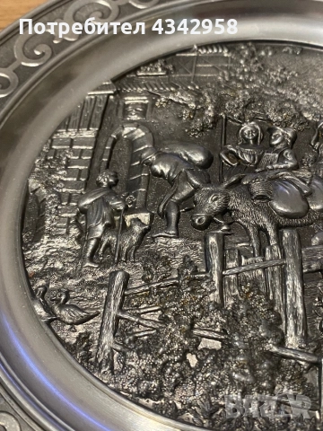 SKS ZINN.95 % (1970 г.) Калена чиния за стена., снимка 3 - Антикварни и старинни предмети - 52892666