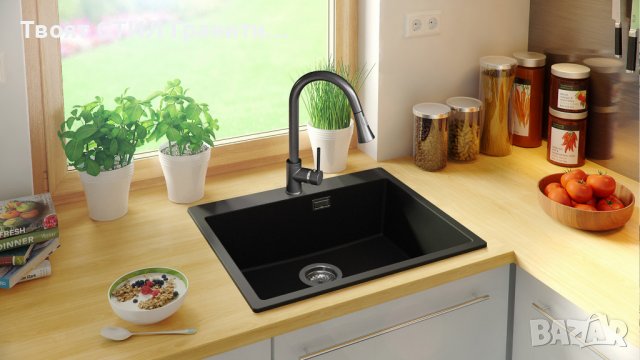 Кухненска Мивка от гранит модел Осло XL 500 x 590 mm - Графит, снимка 7 - Други - 38337592