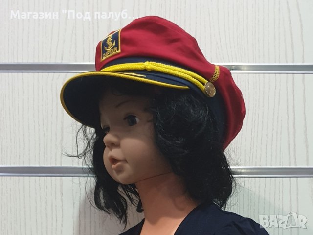 Нова детска червена капитанска шапка с Котва, снимка 2 - Шапки, шалове и ръкавици - 29975253