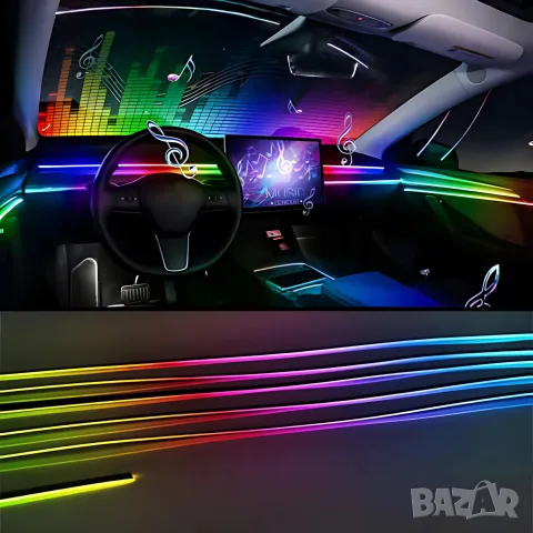 Комплект автомобилно интериорно RGB осветление с приложение, снимка 2 - Аксесоари и консумативи - 55864489