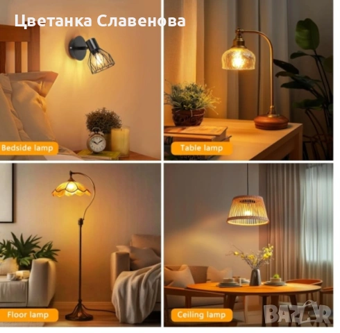 Ретро крушки E14 LED с нажежаема жичка, 2700K топло бяла светлина, 4W (40W), пакет от 6 броя, снимка 6 - Лед осветление - 53371029