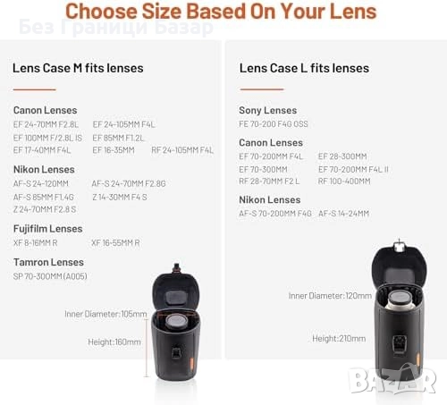 Нова чанта Калъф за обектив DSLR с магнитно закопчаване и омекотена подплата, снимка 4 - Чанти, стативи, аксесоари - 52630222