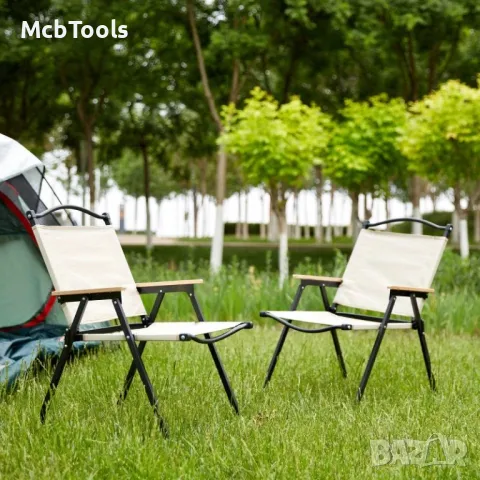 Къмпинг стол сгъваем от плат - Бежов, снимка 3 - Къмпинг мебели - 47782985