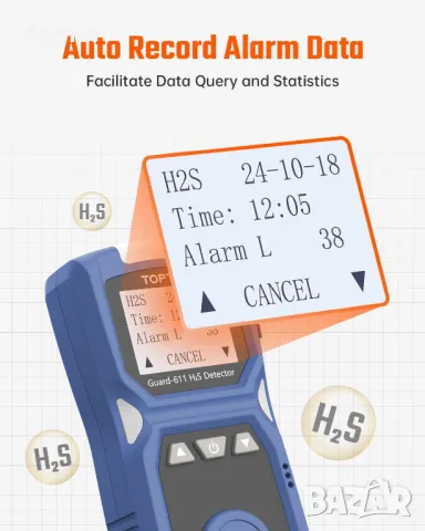 TOPTES Guard-611 H2S монитор, преносим H2S детектор, акумулаторен, снимка 5 - Друга електроника - 47988107