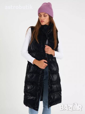 Дълъг  зимен  елек с лъскав ефект