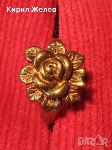 Старинен бронзов пръстен роза ювелирна изработка уникат -12739, снимка 10 - Антикварни и старинни предмети - 28889239