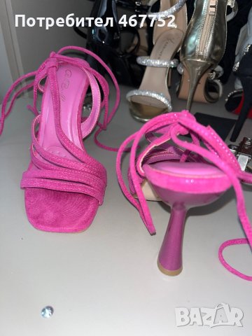  Цикламени сандали с връзки 35 рр, снимка 1 - Сандали - 40520256
