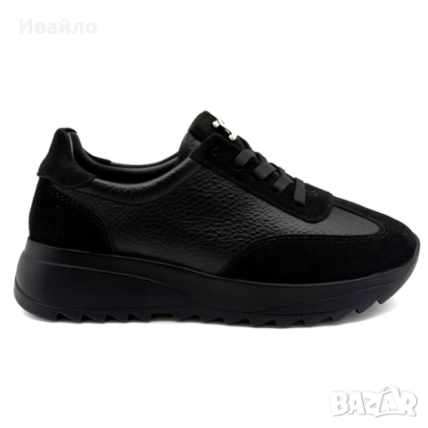 Дамски черни обувки от естествена кожа с изчистен силует, снимка 4 - Дамски ежедневни обувки - 52367859