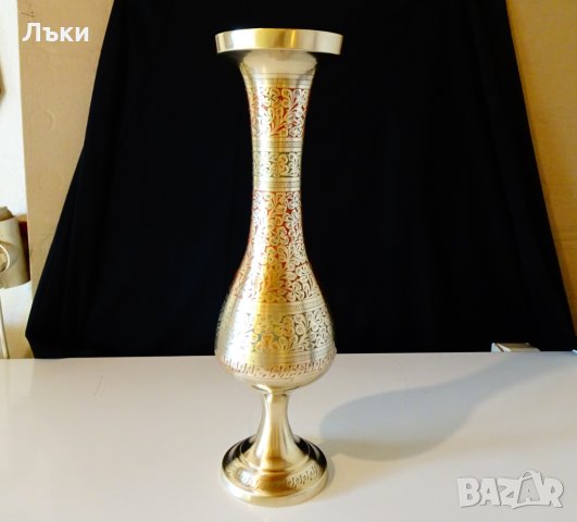 Бронзова ваза,клетъчен емайл 37 см. , снимка 1 - Вази - 31768637