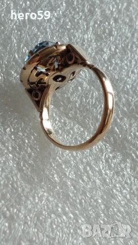 Златен дамски пръстен с аквамарин, злато 14к , снимка 3 - Пръстени - 50634031