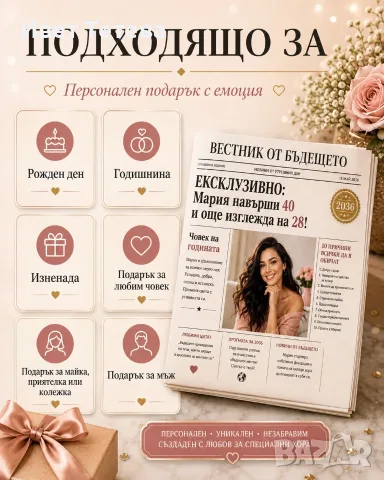 Персонализиран „Вестник от бъдещето“ по снимка – уникален подарък, снимка 4 - Други услуги - 55805040