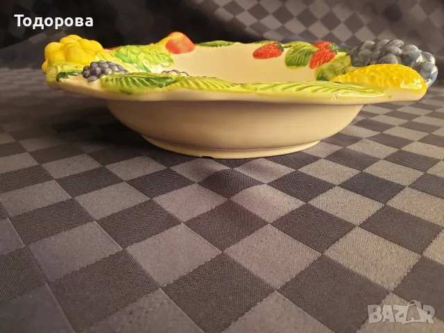 Италианска порцеланова фруктиера с релефни плодове, снимка 6 - Сервизи - 50130784