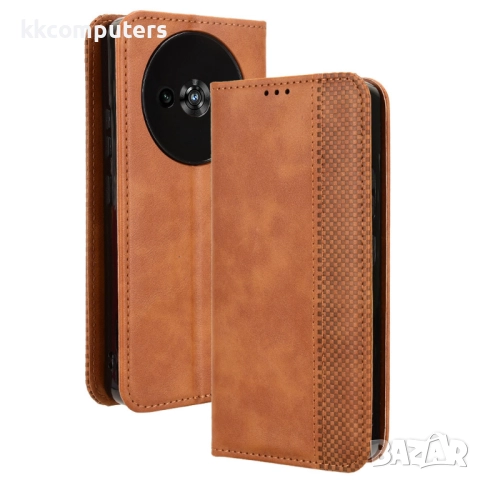 Калъф с протектор за Oukitel C59 Pro – кожен портфейл калъф с ретро текстура и стойка, 4 цвята, снимка 4 - Калъфи, кейсове - 52549488