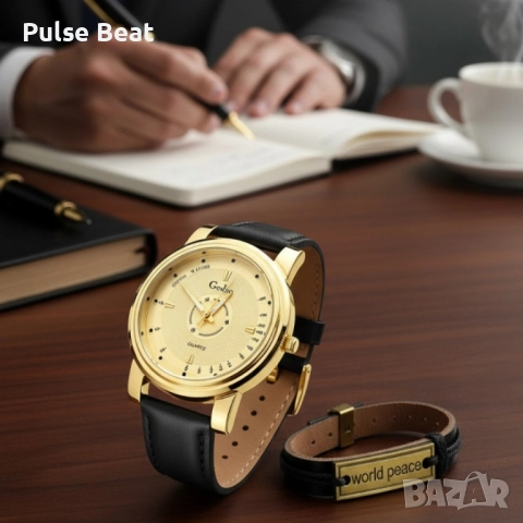 Елегантен кварцов часовник с гривна в подаръчна кутия, снимка 2 - Мъжки - 52045412