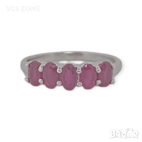 СРЕБЪРЕН ПРЪСТЕН С РУБИН, САПФИРИ, ИЗУМРАДИ., снимка 6 - Пръстени - 51149663