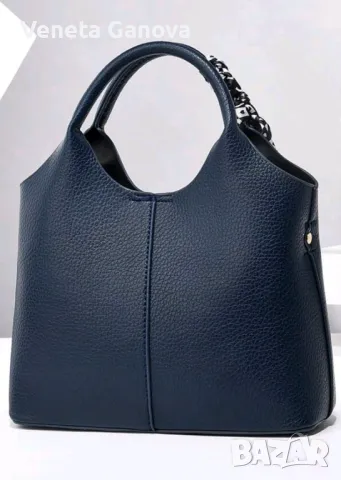 Стилна синя дамска чанта от екокожа , снимка 3 - Чанти - 47823806