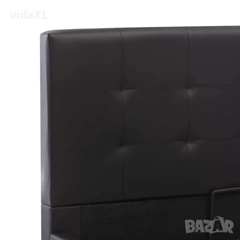 vidaXL Легло с повдигащ механизъм, черно, изкуствена кожа, 140x200 cм, снимка 8 - Спални и легла - 56146487