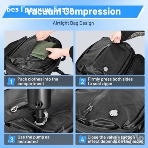 Нова Водоустойчива вакуумна раница с помпа, отделение за обувки и лаптоп, снимка 7 - Раници - 52776066