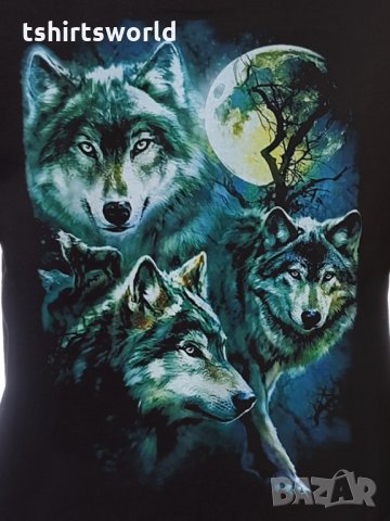 Нов детски суичър с дигитален печат Три вълка, пълнолуние, Серия вълци, снимка 2 - Детски анцузи и суичери - 34524342