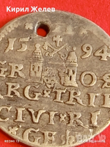 Сребърна монета 3 гроша 1594г. Сигизмунд трети Рига Ливония за КОЛЕКЦИЯ 52633, снимка 13 - Нумизматика и бонистика - 53094424