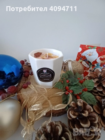 Декоративна свещ със соев восък и аромат на цветя, снимка 2 - Декорация за дома - 52402639