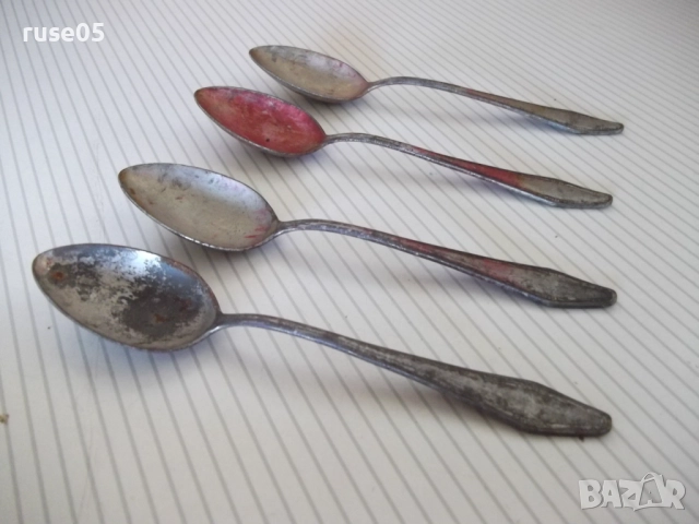 Лот от 4 бр. лъжици "SAXONIA" стари, снимка 2 - Прибори за хранене, готвене и сервиране - 51955346
