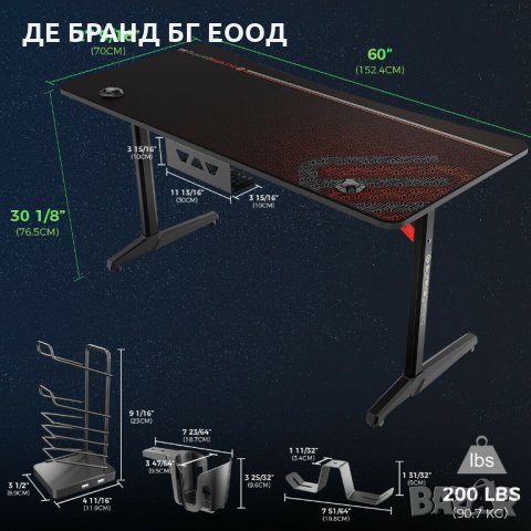 Геймърско бюро / Геймърска маса ERK-GIP-P60B , снимка 6 - Бюра - 31297051