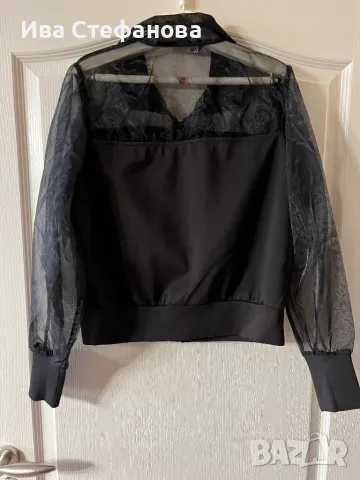 Ново черно луксозно спортно елегантно яке zara Zara Зара прозрачни ръкави