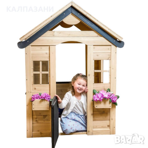 Детска Къща GINGER HOME, Дървена, Игра на Открито в Двора и Градината, 140 х 112 x 108 см. C325, снимка 7 - Други - 44670028