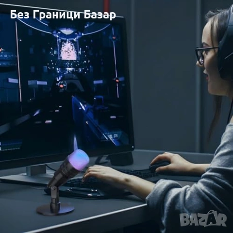 Нов USB кондензаторен микрофон RGB за PC Mac PS4 PS5 стрийминг подкаст YouTube, снимка 7 - Микрофони - 54130961