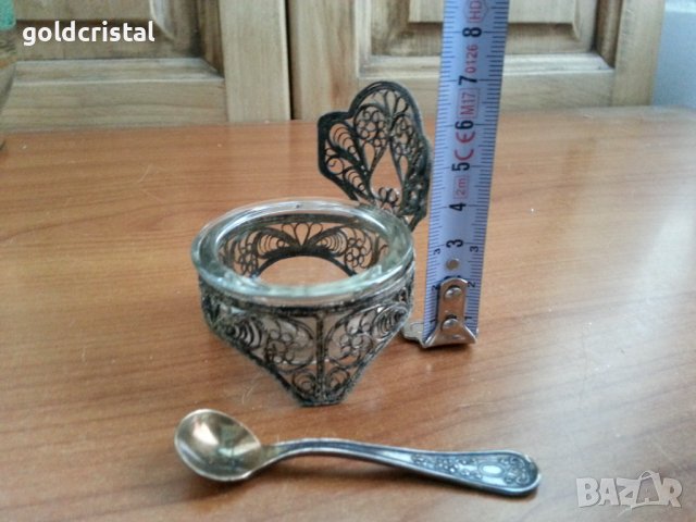 Стара руска солничка солница  филигран , снимка 3 - Антикварни и старинни предмети - 38738780