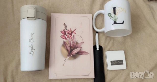 Персонализиран подаръчен комплект – термос, тефтер, писалка, джобно огледало и чаша , снимка 4 - Романтични подаръци - 51689982