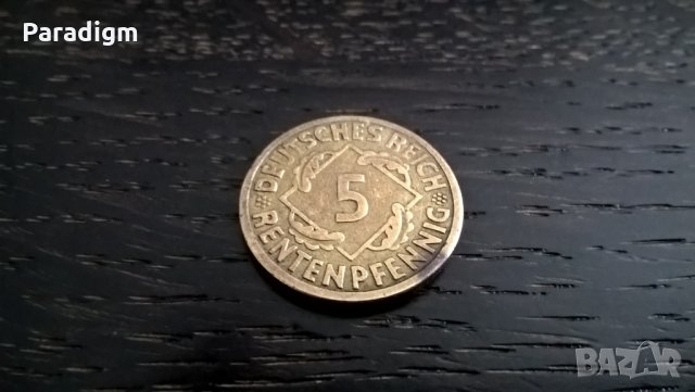 Райх монета - Германия - 5 пфенига | 1924г.; серия А, снимка 2 - Нумизматика и бонистика - 29312370