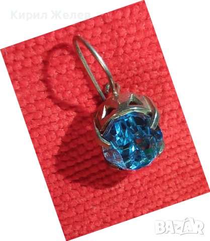 СКЪПОЦЕННА СРЕБЪРНА РЕТРО ОБЕЦА СРЕБРО 925 АНГЛИЯ с ГОЛЯМ ЮВЕЛИРНО ФАСЕТИРАН СИН ЦИРКОНИЙ 31234, снимка 2 - Обеци - 40759736