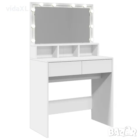 vidaXL Тоалетка с LED, бяла, 80x41x134,5 см, снимка 8 - Тоалетки - 56148128